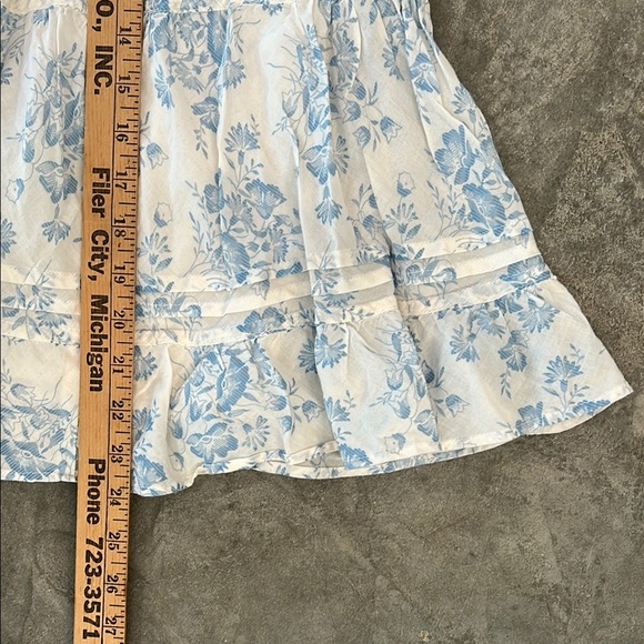 Chaps Denim Cottagecore Floral Skirt Shabby Chic Feminine Romantic Cotton Size 6 - Picture 3 of 8